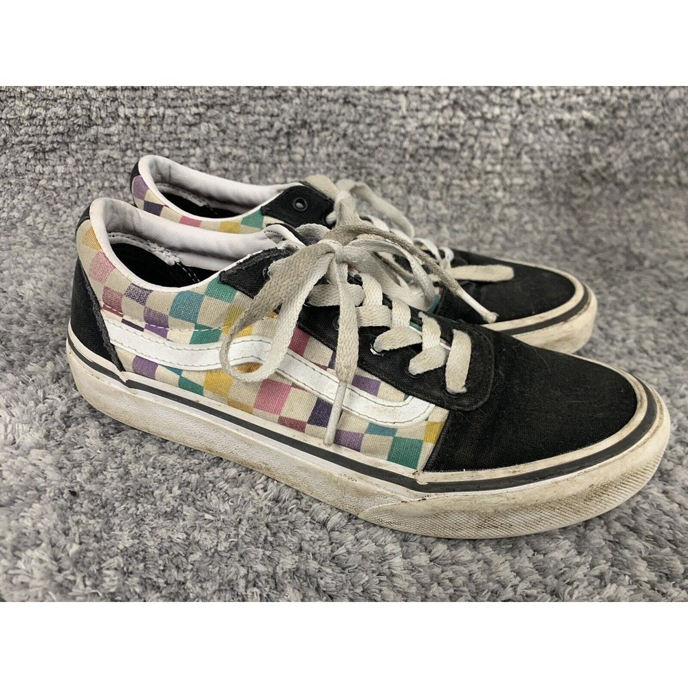 VANS Old Skool Shoes Women’s Size 3.5 Checkered Black/Rainbow Skate Sneakers